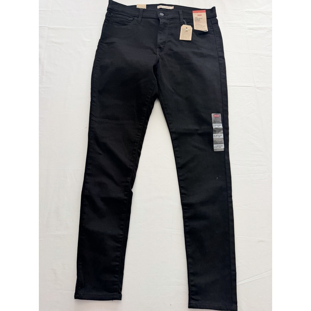 Levis 720 High Rise Super Skinny Jeans Womens 14 Black Dark Wash 32x30 Denim
